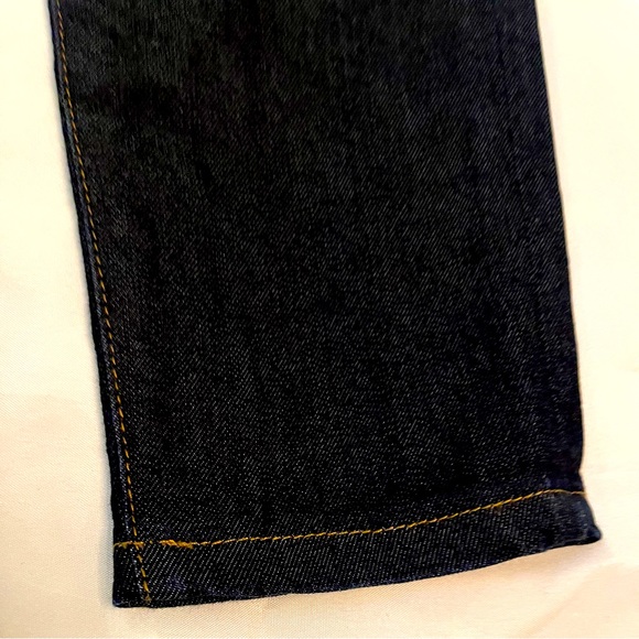 Blue Delta Custom Stretch Denim Womens Skinny Jeans 31.5 W Distressed Knee Dark - Picture 14 of 14